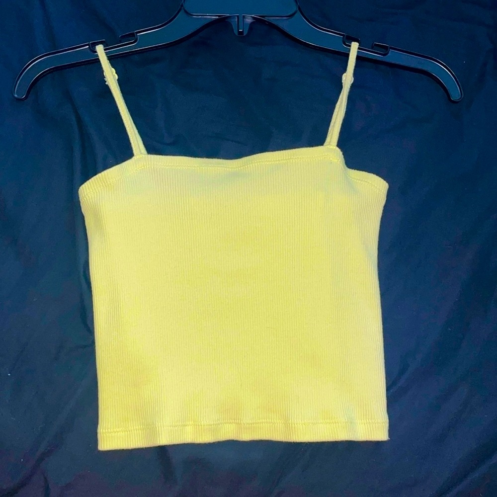 Aerie Adjustable Yellow Spaghetti-Strap Crop Top